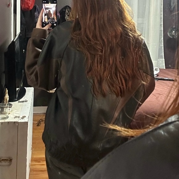 REED BLACK AND BROWN LEATHER JACKET - Picture 2 of 8